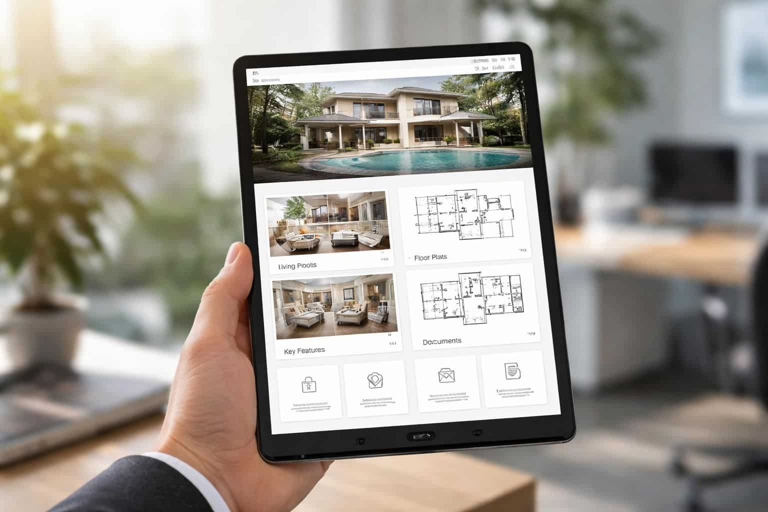 accédez à tout le dossier du bien immobilier rapidement sur tablette samsung. préparez vos visites en un seul clic, simple et efficace.